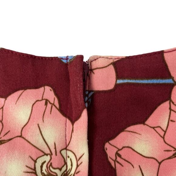 Voodoo Vixen Bow Front Floral Burgundy Dress size small Pin Up - Picture 6 of 8